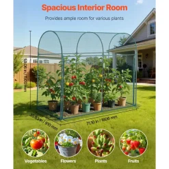 VEVOR Crop Cage, 5.9 x 2.98 x 4.9 ft Plant Protection Tent with Zippered Door, Wind-Resistant Tall Crop Cage, Easy to Install, Outdoor Raised Bed Cover with Frame, Plant Netting for Garden Patio Lawn