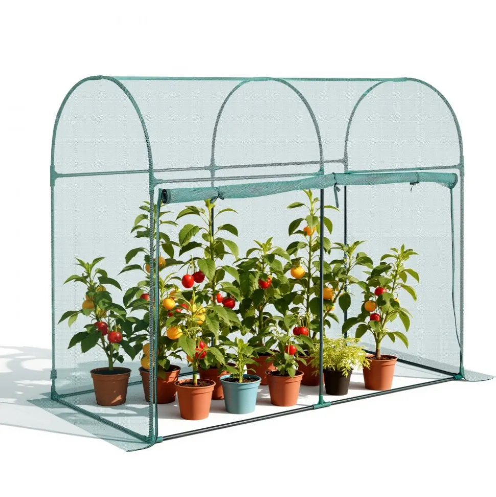 VEVOR Crop Cage, 5.9 x 2.98 x 4.9 ft Plant Protection Tent with Zippered Door, Wind-Resistant Tall Crop Cage, Easy to Install, Outdoor Raised Bed Cover with Frame, Plant Netting for Garden Patio Lawn