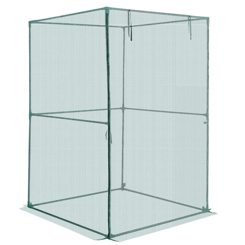 VEVOR Crop Cage, 3.9 x 3.9 x 5.9 ft Plant Protection Tent with Zippered Door, Wind-Resistant Tall Crop Cage, Easy to Install, Outdoor Raised Bed Cover, Tomato Plant Netting for Garden Patio Lawn