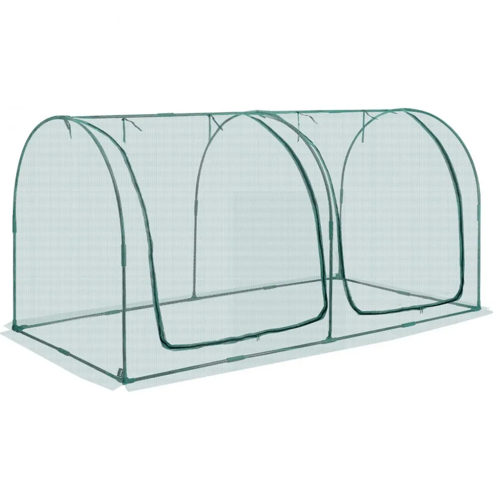 VEVOR Crop Cage, 8.1 x 3.9 x 3.9 ft Plant Protection Tent with Zippered Door, Wind-Resistant Tall Crop Cage, Easy to Install, Outdoor Raised Bed Cover with Frame, Plant Netting for Garden Patio Lawn