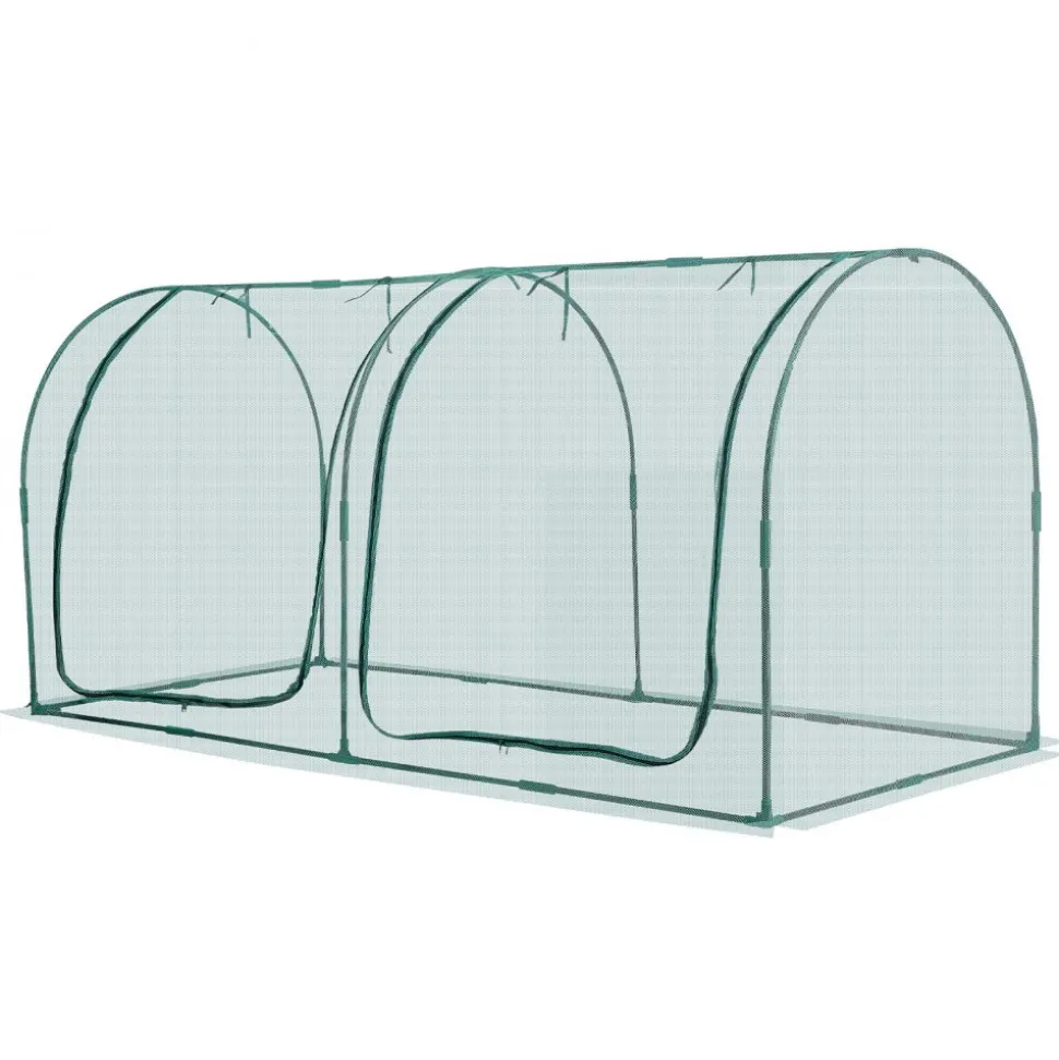 VEVOR Crop Cage, 8.1 x 3.9 x 3.9 ft Plant Protection Tent with Zippered Door, Wind-Resistant Tall Crop Cage, Easy to Install, Outdoor Raised Bed Cover with Frame, Plant Netting for Garden Patio Lawn