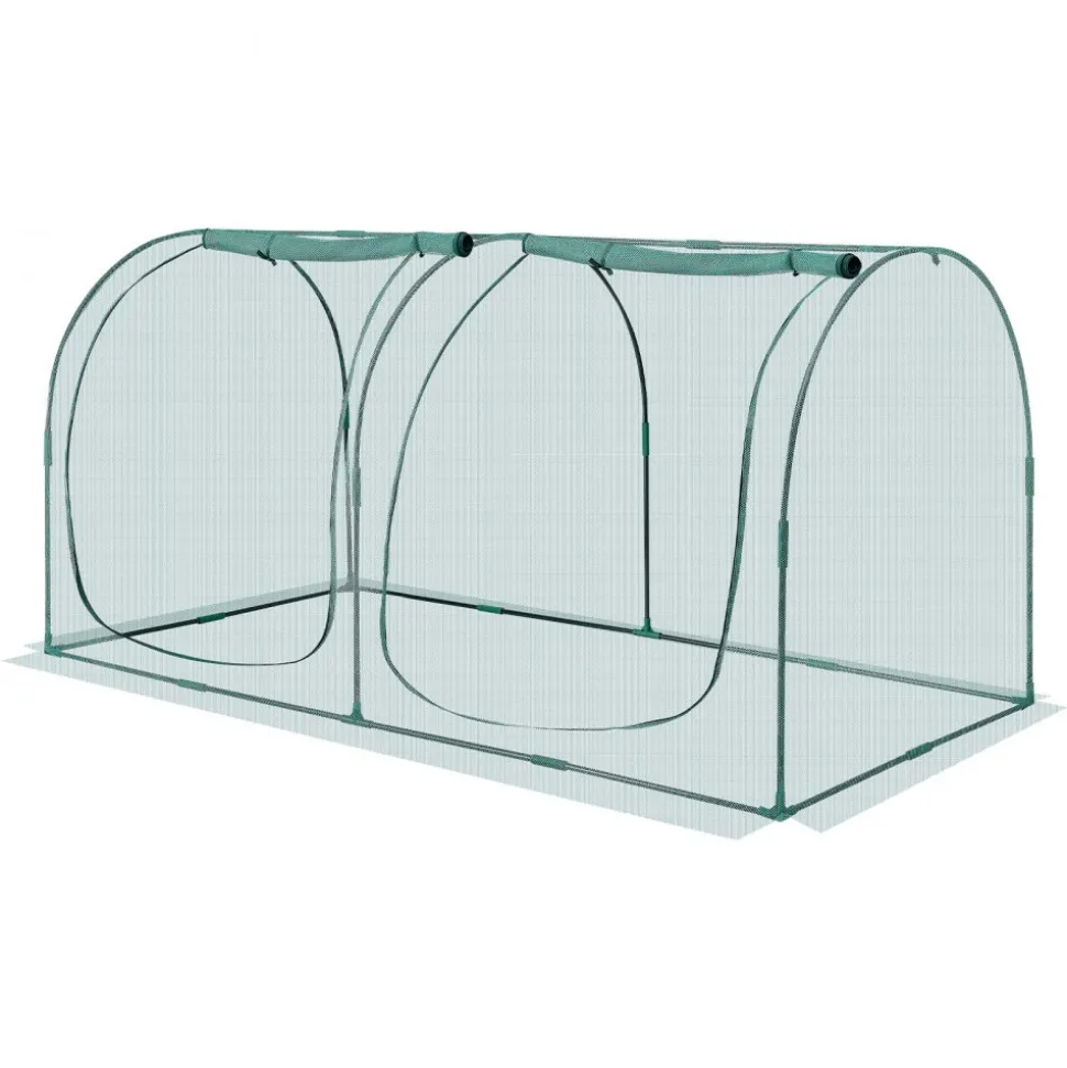 VEVOR Crop Cage, 8.1 x 3.9 x 3.9 ft Plant Protection Tent with Zippered Door, Wind-Resistant Tall Crop Cage, Easy to Install, Outdoor Raised Bed Cover with Frame, Plant Netting for Garden Patio Lawn