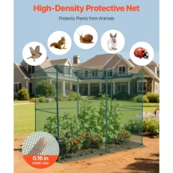 VEVOR Crop Cage, 7.8 x 3.9 x 5.9 ft Plant Protection Tent with Zippered Door, Wind-Resistant Tall Crop Cage, Easy to Install, Outdoor Raised Bed Cover, Tomato Plant Netting for Garden Patio Lawn