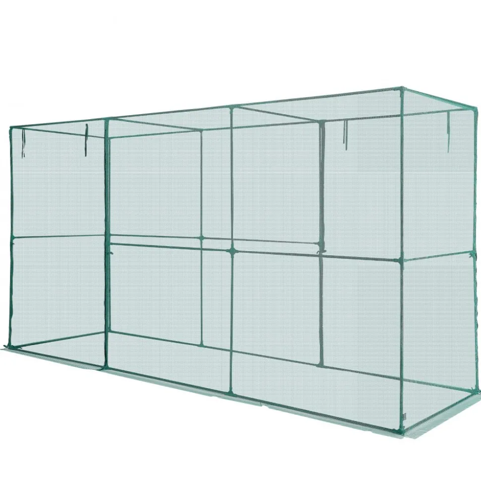 VEVOR Crop Cage, 11.6 x 3.9 x 6.3 ft Plant Protection Tent with Zippered Door, Wind-Resistant Tall Crop Cage, Easy to Install, Outdoor Raised Bed Cover, Tomato Plant Netting for Garden Patio Lawn