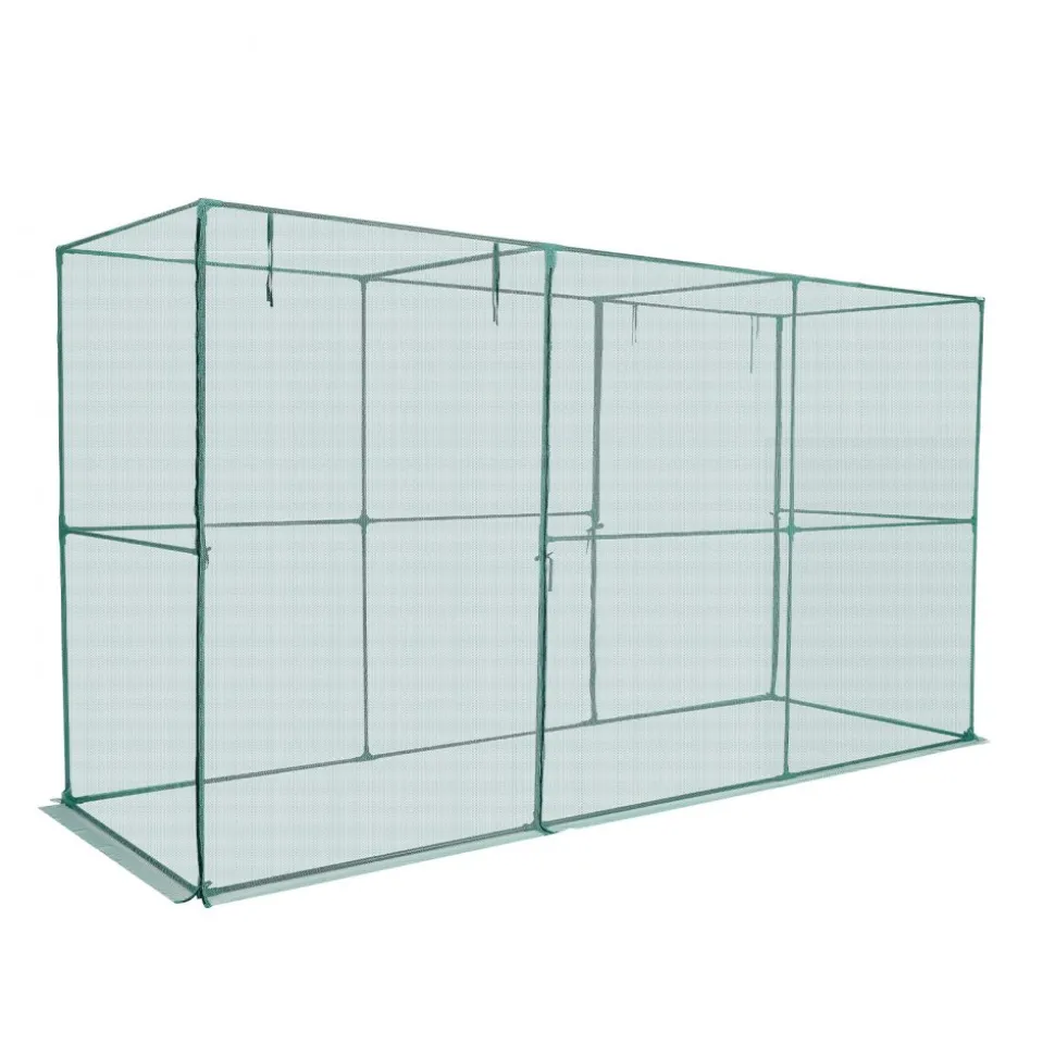 VEVOR Crop Cage, 11.6 x 3.9 x 6.3 ft Plant Protection Tent with Zippered Door, Wind-Resistant Tall Crop Cage, Easy to Install, Outdoor Raised Bed Cover, Tomato Plant Netting for Garden Patio Lawn