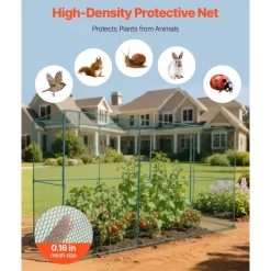 VEVOR Crop Cage, 11.6 x 3.9 x 6.3 ft Plant Protection Tent with Zippered Door, Wind-Resistant Tall Crop Cage, Easy to Install, Outdoor Raised Bed Cover, Tomato Plant Netting for Garden Patio Lawn