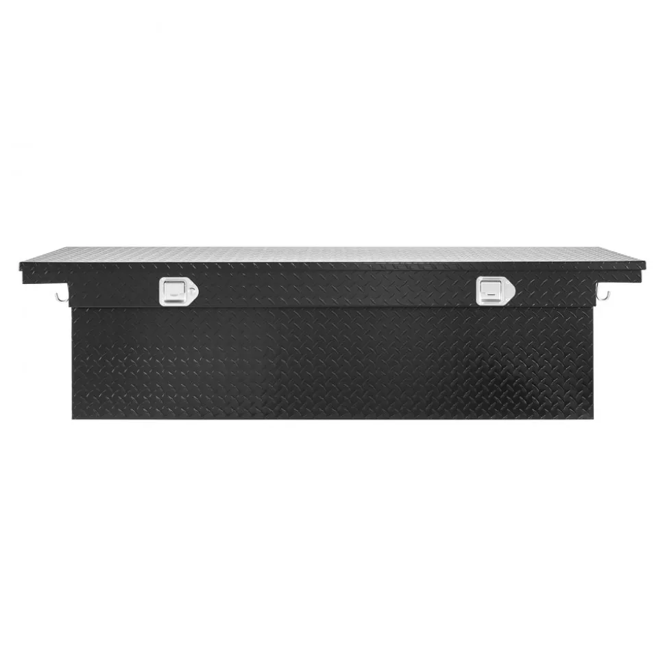 VEVOR Crossover Truck Tool Box, 71x27x18 In, Heavy Duty Aluminum Toolbox with Diamond Texture, Pick Up Truck Bed RV Trailer Toolbox, Waterproof Storage Organizer with Lock, Keys, Side Handles, Black