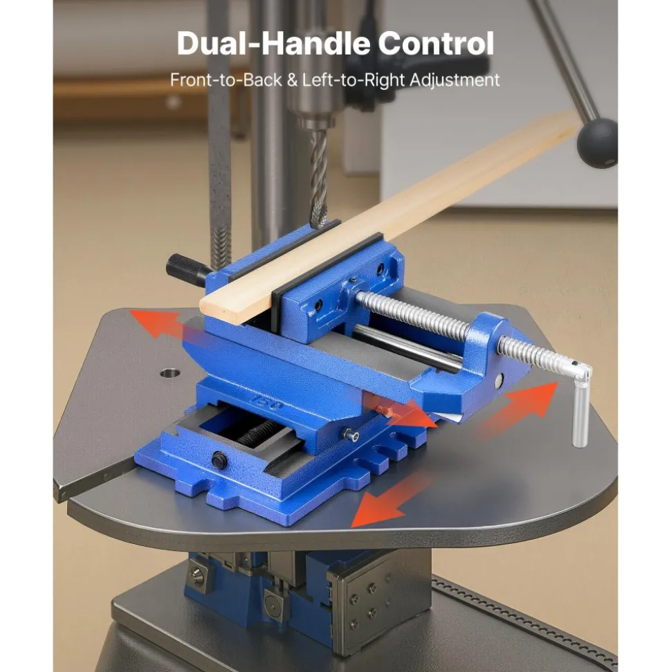 VEVOR Cross Slide Drill Press Vise, 6 Inch Jaw Width, 2 Way X-Y Axis Bench Vise, 5.7 Inch Max Jaw Opening, Heavy Duty Cast Iron, Workbench Vice Clamp, for Woodworking Drilling CNC Milling Machine