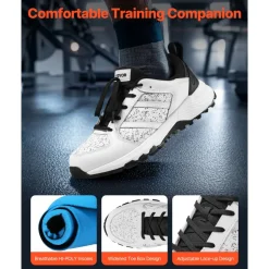 VEVOR Cross Training Shoes, M Width Sneakers US Size 10, Wide Toe Box Shoes with Arch Support & Adjustable Lace-up, Training Shoes for Running, Gymnastics, Dog Walking, and Weightlifting (White)