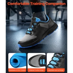 VEVOR Cross Training Shoes, M Width Sneakers US Size 10, Wide Toe Box Shoes with Arch Support & Adjustable Lace-up, Training Shoes for Running, Gymnastics, Dog Walking, and Weightlifting (Black)