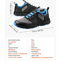 VEVOR Cross Training Shoes, W Width Sneakers US Size 8, Wide Toe Box Shoes with Arch Support & Adjustable Lace-up, Training Shoes for Running, Gymnastics, Dog Walking, and Weightlifting (Black)