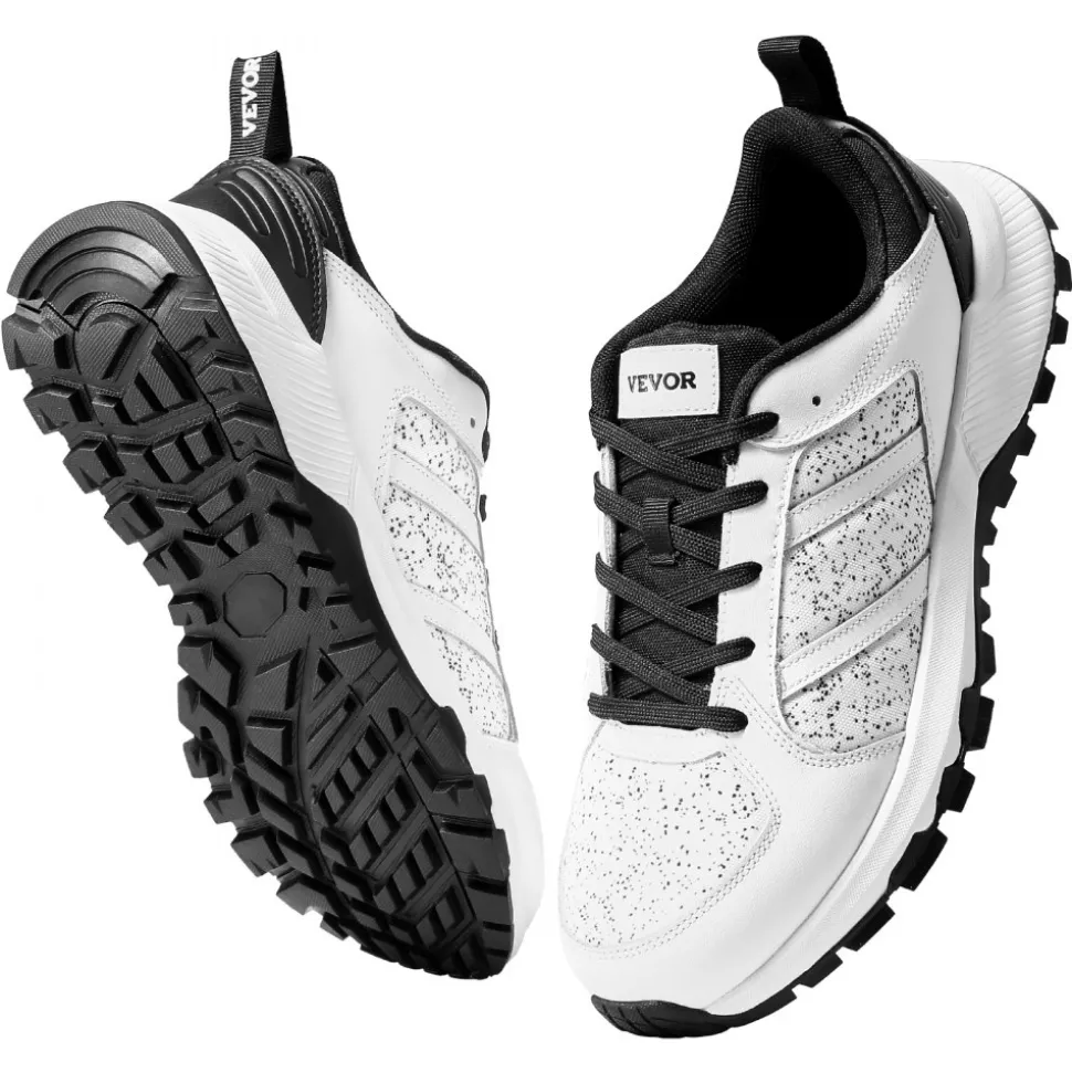 VEVOR Cross Training Shoes, W Width Sneakers US Size 8, Wide Toe Box Shoes with Arch Support & Adjustable Lace-up, Training Shoes for Running, Gymnastics, Dog Walking, and Weightlifting (White)