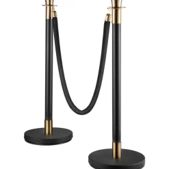 VEVOR Crowd Control Stanchion, Set of 6 Pieces Stanchion Set, Stanchion Set with 5 ft/1.5 m Black Velvet Rope, Black Crowd Control Barrier with Sturdy Concrete and Metal Base – Easy Connect Assembly