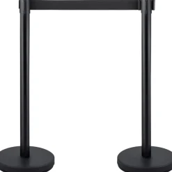 VEVOR Crowd Control Stanchion, Set of 4 Pieces Stanchion Set, Stanchion Set with 6.6 ft/2 m Black Retractable Belt, Black Crowd Control Barrier with Concrete and Metal Base – Easy Connect Assembly