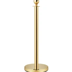 VEVOR Crowd Control Stanchion, Set of 8 Pieces Stanchion Set, Stanchion Set with 5 ft/1.5 m Red Velvet Rope, Gold Crowd Control Barrier with Sturdy Concrete and Metal Base – Easy Connect Assembly