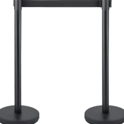 VEVOR Crowd Control Stanchion, Set of 6 Pieces Stanchion Set, Stanchion Set with 6.6 ft/2 m Black Retractable Belt, Black Crowd Control Barrier with Concrete and Metal Base - Easy Connect Assembly