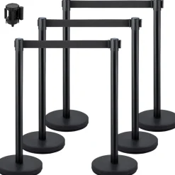 VEVOR Crowd Control Stanchions, 6-Pack Crowd Control Barriers with 3PCS 6.5FT Retractable Belt, Stanchion Posts Queue Pole for Crowd Control Barriers, Easy Assembly