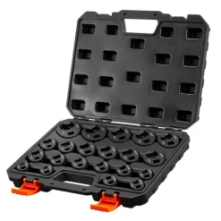 VEVOR Crowfoot Wrench Set, 1/2" and 3/8" Drive, 21-Piece Metric Dual-Drive Flare Nut Crows Foot Wrenches, with Storage Case, Dual Size Markings on Tools and Case, for Maintenance