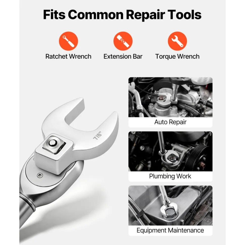 VEVOR Crowfoot Wrench Set, 3/8" Drive, 22-Piece Metric and SAE Size Crows Foot Wrenches, Cr-Mo Alloy Steel, with Storage Tray, Dual Size Markings on Tools and Tray, for Auto Maintenance or Repairs
