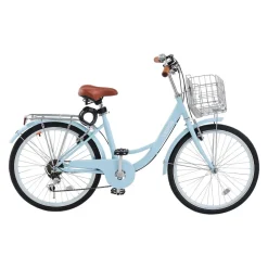 VEVOR Cruiser Bike, 7-Speed, 26-Inch Light Blue Beach Cruiser Bike with Large Capacity Basket and Rear Rack, Secure & Sturdy Cruiser Bike with Adjustable Seat, Fits for Cycling, Exercise & Shopping