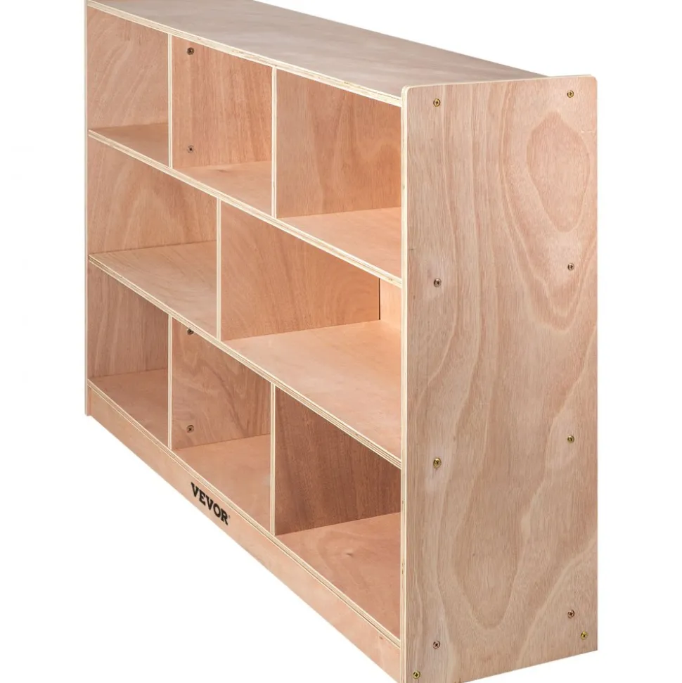 VEVOR Cubby Mobile Tray Storage Cabinet, 8-Compartment Cubby Storage Shelf, Cubby Storage Cabinet 3-shelf, Classroom Cubbies, Classroom Furniture for Home, Daycare and Preschool, Natural
