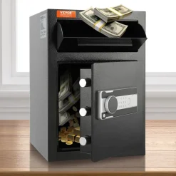 VEVOR 2.5 Cub Depository Safe, Deposit Safe with Drop Slot, Electronic Code Lock and 2 Emergency Keys, 20.27'' x 13.97'' x 13.97'' Business Drop Slot Safe for Cash, Mail in Home, Hotel, Office