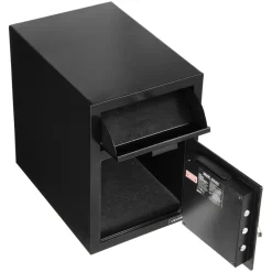 VEVOR 1.2 Cubic Feet Drop Safe, Large Capacity Front Drop Slot Safe Box with Digital Keypad, Heavy Duty 2 Tiers Cash Depository Box with Spare Keys for Cash, Bank Slip, Jewelry, Document, Bill, Black