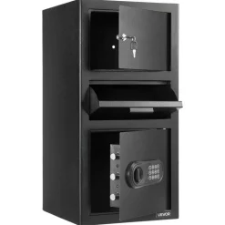 VEVOR 3.6 Cubic Feet Drop Safe, Large Capacity Front Drop Slot Safe Box with Digital Keypad, Heavy Duty 3 Tiers Cash Depository Box with Spare Keys for Cash, Bank Slip, Jewelry, Document, Bill, Black