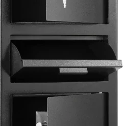 VEVOR 3.6 Cubic Feet Drop Safe, Large Capacity Front Drop Slot Safe Box with Digital Keypad, Heavy Duty 3 Tiers Cash Depository Box with Spare Keys for Cash, Bank Slip, Jewelry, Document, Bill, Black