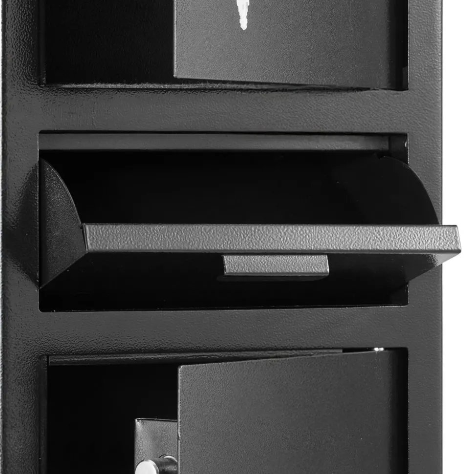VEVOR 3.6 Cubic Feet Drop Safe, Large Capacity Front Drop Slot Safe Box with Digital Keypad, Heavy Duty 3 Tiers Cash Depository Box with Spare Keys for Cash, Bank Slip, Jewelry, Document, Bill, Black