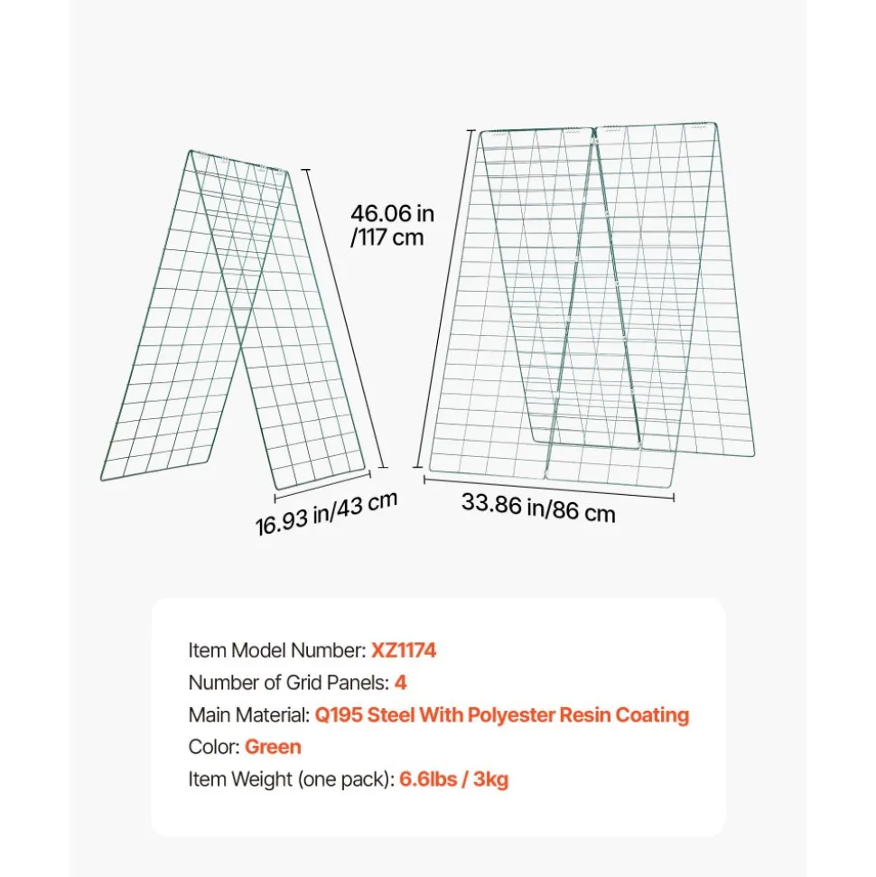 VEVOR Cucumber Trellis 4 Pack, A-Frame Garden Trellises for Raised Bed, Metal Rustproof Coating Plant Support for Vine, Climbing Plants, Peas, Beans, Zucchini, Tomato, Flower (46.06 x 16.93 in x 4PCS)
