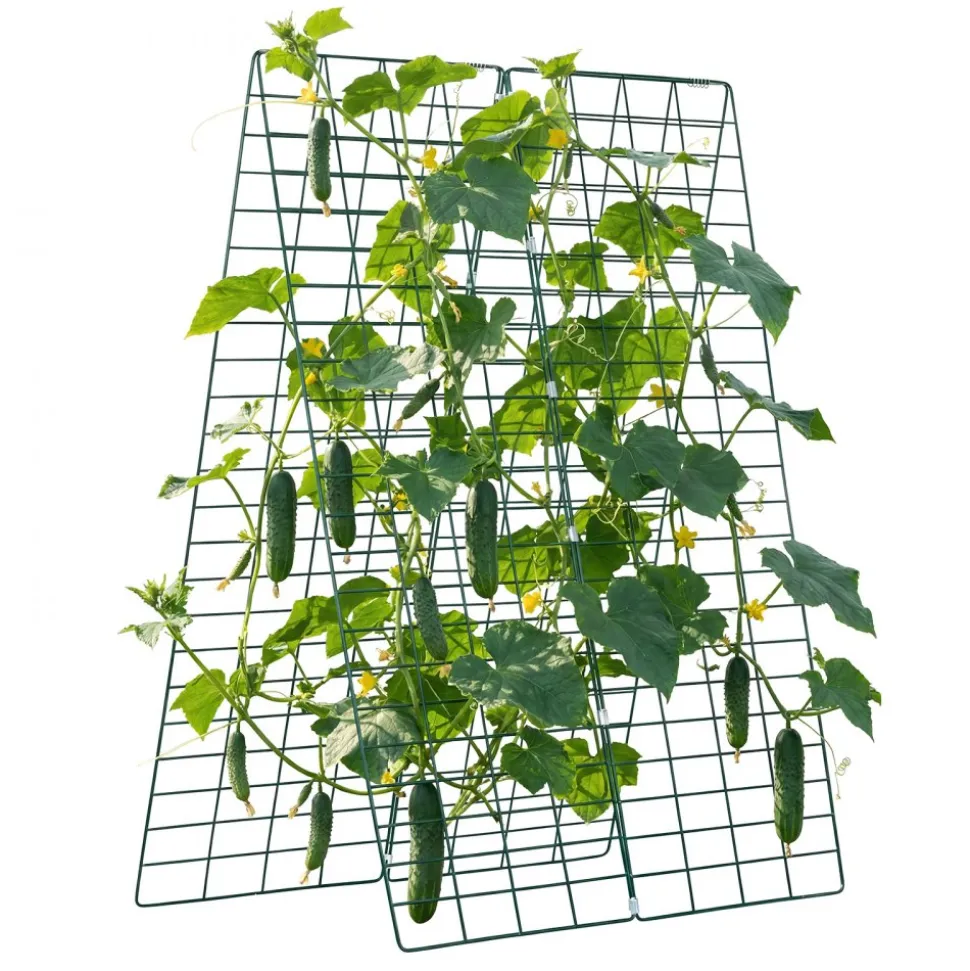VEVOR Cucumber Trellis 4 Pack, A-Frame Garden Trellises for Raised Bed, Metal Rustproof Coating Plant Support for Vine, Climbing Plants, Peas, Beans, Zucchini, Tomato, Flower (46.06 x 16.93 in x 4PCS)