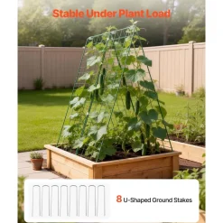 VEVOR Cucumber Trellis 4 Pack, A-Frame Garden Trellises for Raised Bed, Metal Rustproof Coating Plant Support for Vine, Climbing Plants, Peas, Beans, Zucchini, Tomato, Flower (46.06 x 16.93 in x 4PCS)