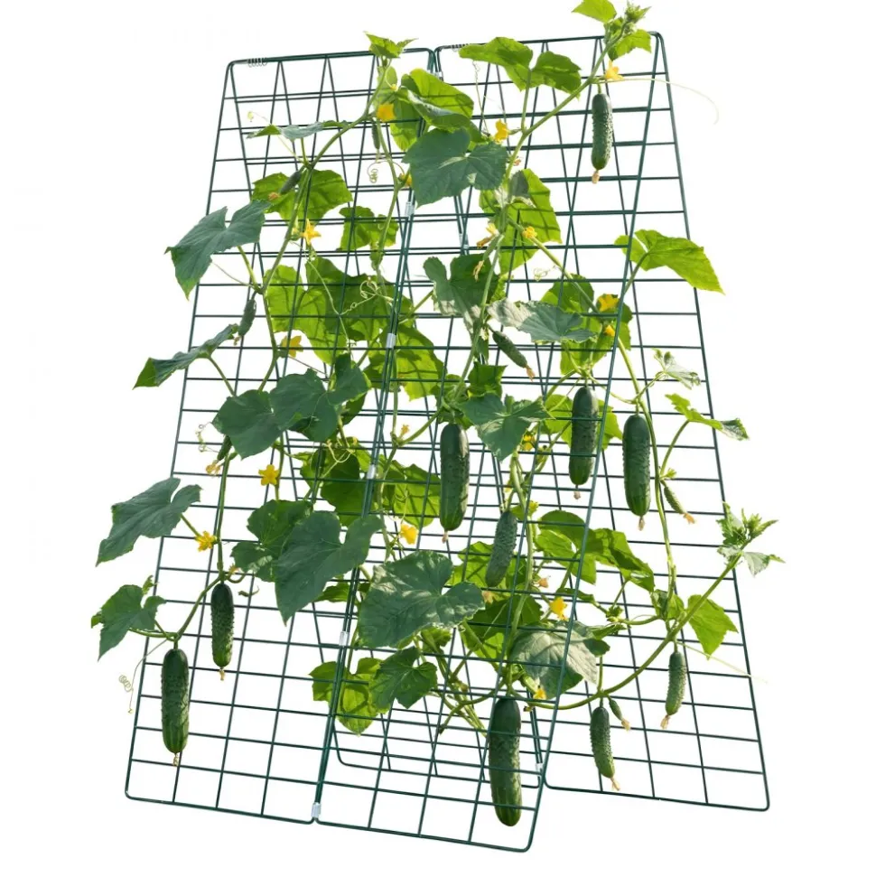 VEVOR Cucumber Trellis 4 Pack, A-Frame Garden Trellises for Raised Bed, Metal Rustproof Coating Plant Support for Vine, Climbing Plants, Peas, Beans, Zucchini, Tomato, Flower (46.06 x 16.93 in x 4PCS)