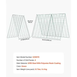 VEVOR Cucumber Trellis 4 Pack, A-Frame Garden Trellises for Raised Bed, Metal Rustproof Coating Plant Support for Vine, Climbing Plants, Peas, Beans, Zucchini, Tomato, Flower (35.43 x 27.56 in x 4PCS)