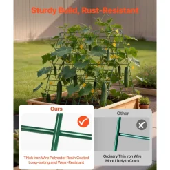 VEVOR Cucumber Trellis 4 Pack, A-Frame Garden Trellises for Raised Bed, Metal Rustproof Coating Plant Support for Vine, Climbing Plants, Peas, Beans, Zucchini, Tomato, Flower (35.43 x 27.56 in x 4PCS)
