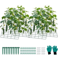 VEVOR Cucumber Trellis 4 Pack, A-Frame Garden Trellises for Raised Bed, Metal Rustproof Coating Plant Support for Vine, Climbing Plants, Peas, Beans, Zucchini, Tomato, Flower (35.43 x 27.56 in x 4PCS)