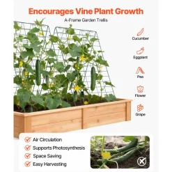 VEVOR Cucumber Trellis 4 Pack, A-Frame Garden Trellises for Raised Bed, Metal Rustproof Coating Plant Support for Vine, Climbing Plants, Peas, Beans, Zucchini, Tomato, Flower (35.43 x 27.56 in x 4PCS)