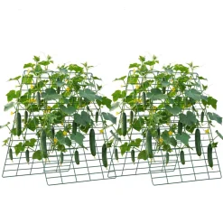 VEVOR Cucumber Trellis 4 Pack, A-Frame Garden Trellises for Raised Bed, Metal Rustproof Coating Plant Support for Vine, Climbing Plants, Peas, Beans, Zucchini, Tomato, Flower (35.43 x 27.56 in x 4PCS)