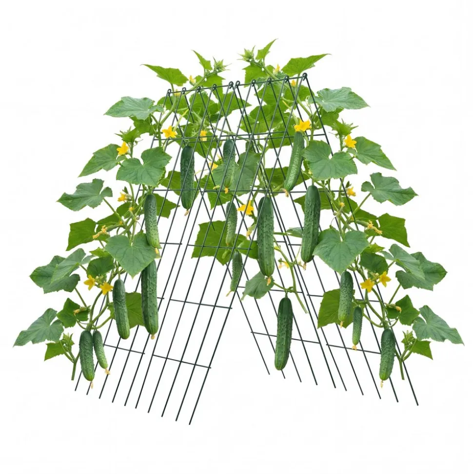 VEVOR Cucumber Trellis 4 Pack, A-Frame Garden Trellises for Raised Bed, Metal Rustproof Coating Plant Support for Vine, Climbing Plants, Peas, Beans, Zucchini, Tomato, Flower (38.98 x 15.75 in x 4PCS)