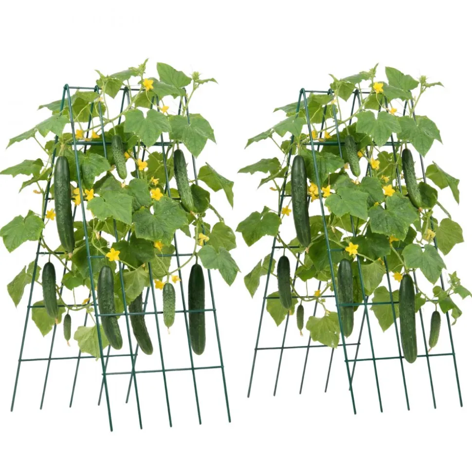 VEVOR Cucumber Trellis 4 Pack, A-Frame Garden Trellises for Raised Bed, Metal Rustproof Coating Plant Support for Vine, Climbing Plants, Peas, Beans, Zucchini, Tomato, Flower (38.98 x 15.75 in x 4PCS)