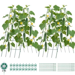 VEVOR Cucumber Trellis 4 Pack, A-Frame Garden Trellises for Raised Bed, Metal Rustproof Coating Plant Support for Vine, Climbing Plants, Peas, Beans, Zucchini, Tomato, Flower (38.98 x 15.75 in x 4PCS)