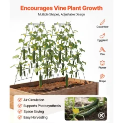 VEVOR Cucumber Trellis 4 Pack, A-Frame Garden Trellises for Raised Bed, Metal Rustproof Coating Plant Support for Vine, Climbing Plants, Peas, Beans, Zucchini, Tomato, Flower (46.06 x 18.11 in x 4PCS)