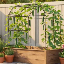 VEVOR Cucumber Trellis, U-Shape Garden Trellises for Raised Bed, Metal Wide Top Arch Plant Support for Vine, Climbing Plants, Peas, Beans, Zucchini, Tomato, Squash, Flower (71.26 x 64.96 x 82.68 in)