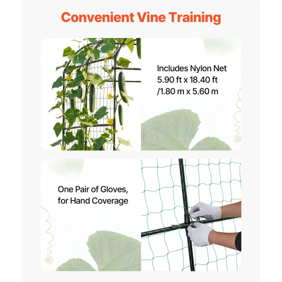 VEVOR Cucumber Trellis, U-Shape Garden Trellises for Raised Bed, Metal Wide Top Arch Plant Support for Vine, Climbing Plants, Peas, Beans, Zucchini, Tomato, Squash, Flower (71.26 x 64.96 x 82.68 in)