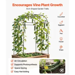 VEVOR Cucumber Trellis, U-Shape Garden Trellises for Raised Bed, Metal Wide Top Arch Plant Support for Vine, Climbing Plants, Peas, Beans, Zucchini, Tomato, Squash, Flower (71.26 x 64.96 x 82.68 in)