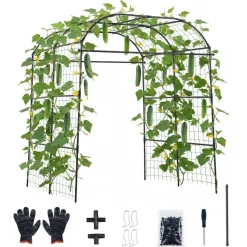 VEVOR Cucumber Trellis, U-Shape Garden Trellises for Raised Bed, Metal Wide Top Arch Plant Support for Vine, Climbing Plants, Peas, Beans, Zucchini, Tomato, Squash, Flower (71.26 x 64.96 x 82.68 in)
