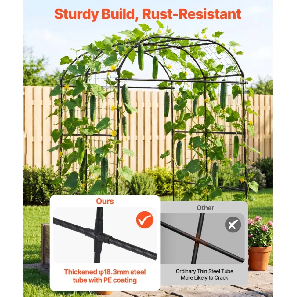 VEVOR Cucumber Trellis, U-Shape Garden Trellises for Raised Bed, Metal Wide Top Arch Plant Support for Vine, Climbing Plants, Peas, Beans, Zucchini, Tomato, Squash, Flower (71.26 x 64.96 x 82.68 in)