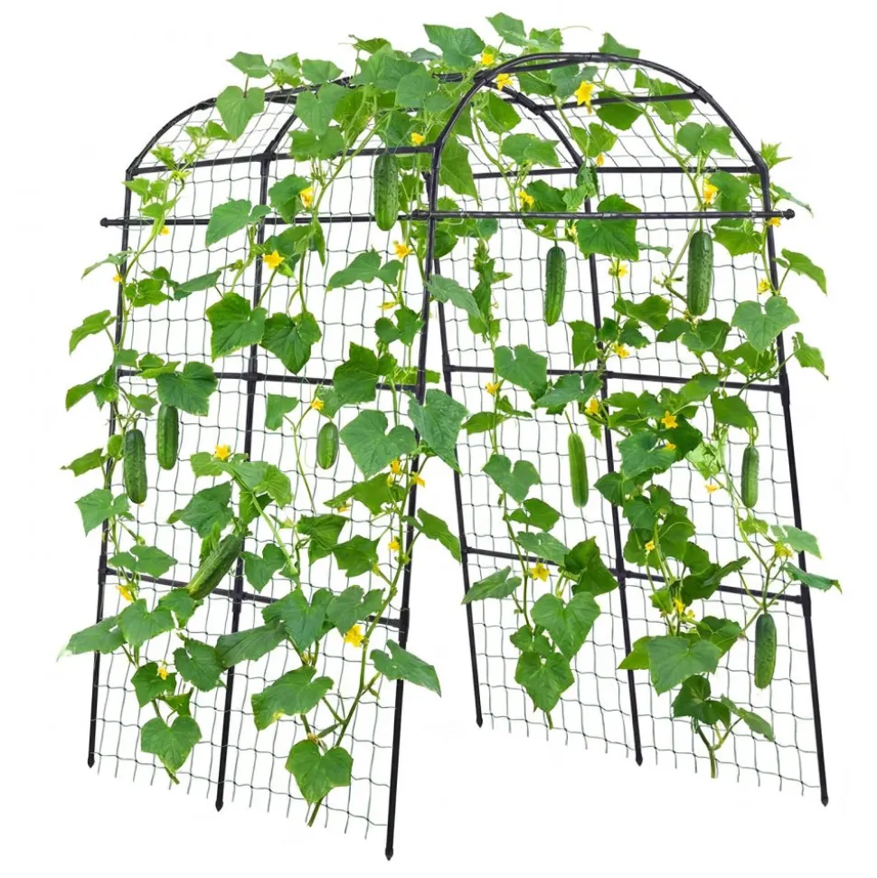 VEVOR Cucumber Trellis, U-Shape Garden Trellises for Raised Bed, Metal Arch Plant Support for Vine, Climbing Plants Outdoor, Peas, Beans, Zucchini, Tomato, Squash, Flower (70.87 x 44.09 x 82.99 in)