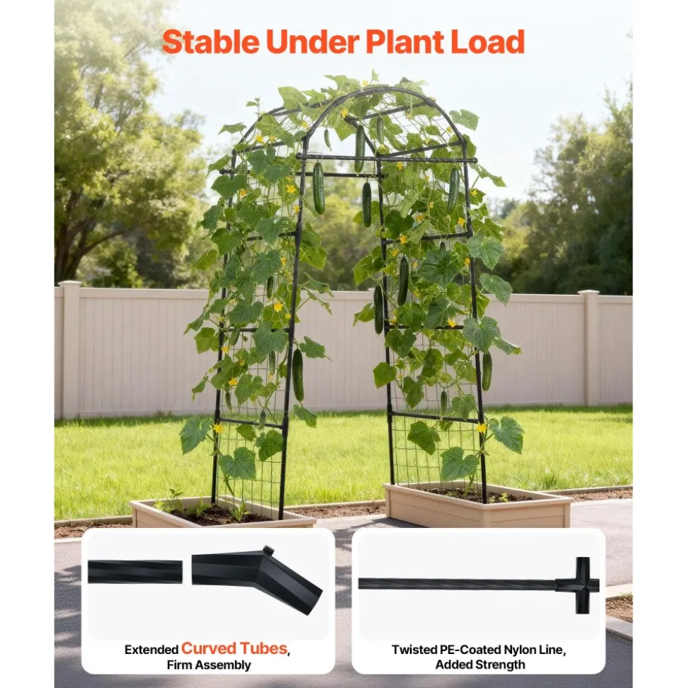 VEVOR Cucumber Trellis, U-Shape Garden Trellises for Raised Bed, Metal Arch Plant Support for Vine, Climbing Plants Outdoor, Peas, Beans, Zucchini, Tomato, Squash, Flower (32.01 x 31.5 x 80.71 in)
